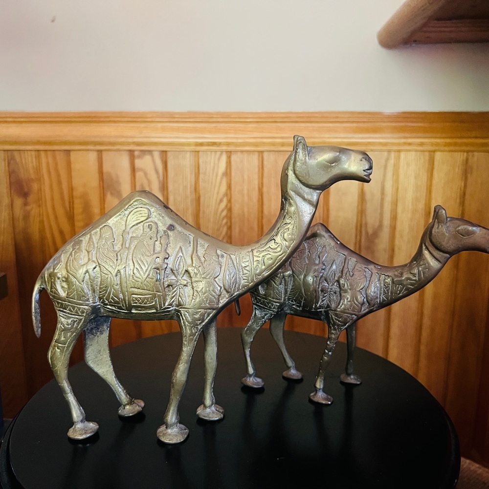 Vintage Decorative Brass Camel Figurines Egyptian